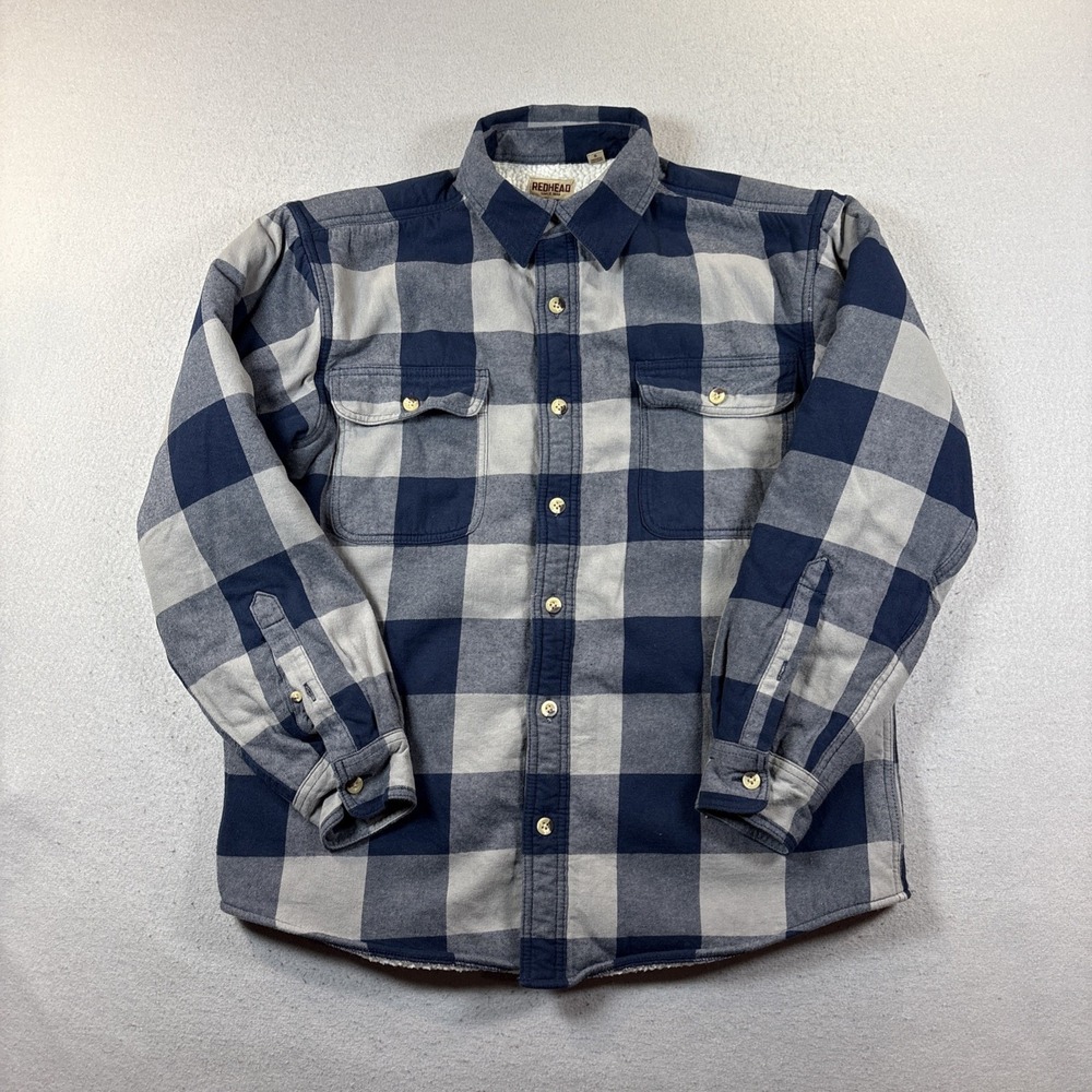 Red Head Brand Co. Sherpa Lined Button Up Plaid Flannel Button Up Shirt Men's LG